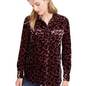 J.CREW Classic-fit shirt in drapey velvet leopard print Size 6 NWT Item J9279